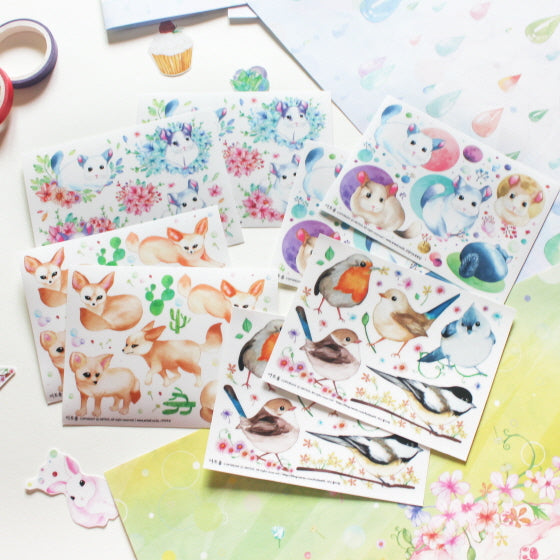 Transparent non-cut sticker -animal series ver.1