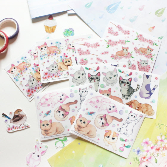 Transparent non-cut sticker - cat series ver.1